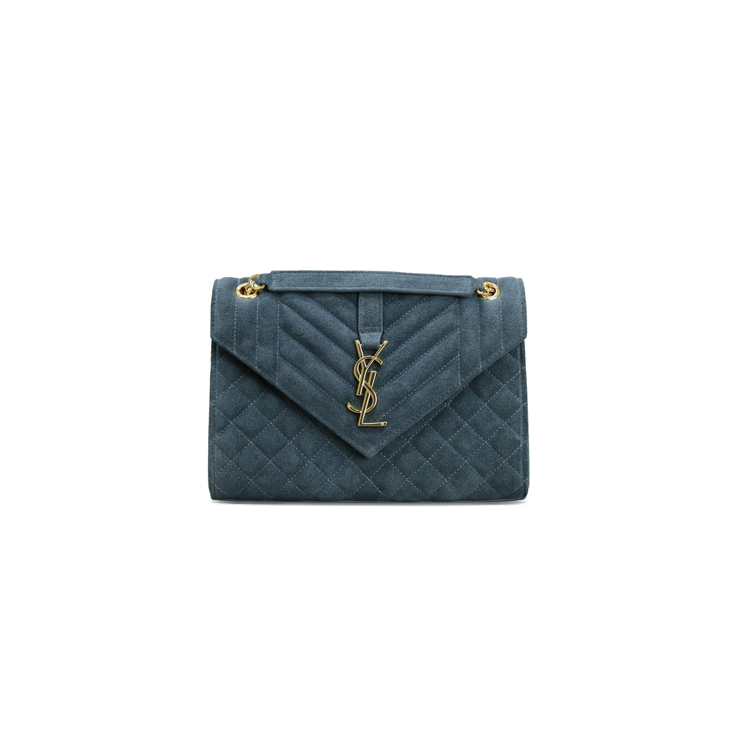 YSL ENVELOPE MEDIUM CHAIN BAG IN SUDE SHOULDER BAG 487206233460 (24*17.5*6cm)